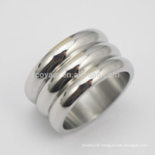 3 Circle Piled Up Stainless Steel Wide Finger Ring For Men